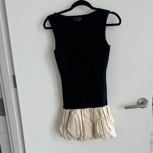 Line & Dot Black Top with Cream Bubble Skirt Mini Dress